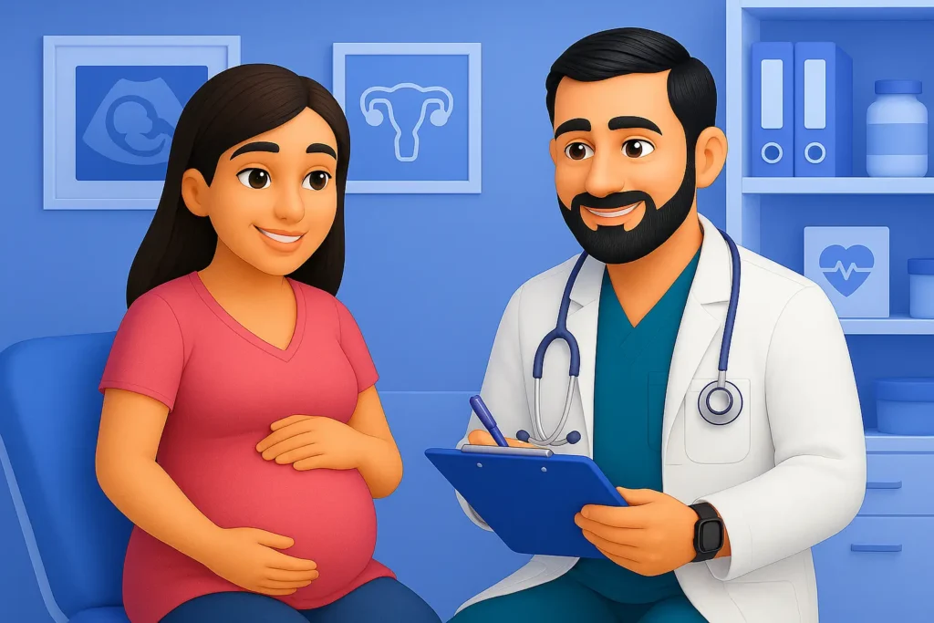 Control prenatal con el Dr. Javier González, ginecólogo en Guadalajara, atendiendo a una paciente embarazada