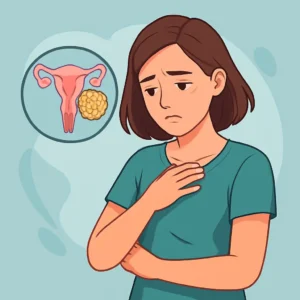 Mujer preocupada por su salud íntima, prevención del VPH femenino